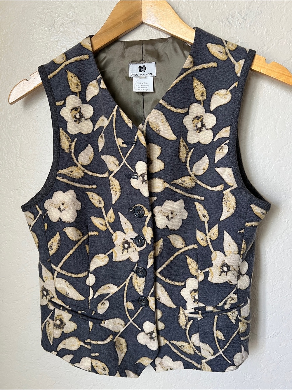 Dries Van Noten vintage wool grey floral vest - Picture 2 of 7